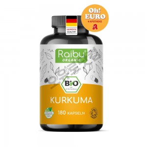 라이부 고함량 오가닉 강황 [180캡슐] Raibu Organic Turmeric KURKUMA Capsules [180stk]